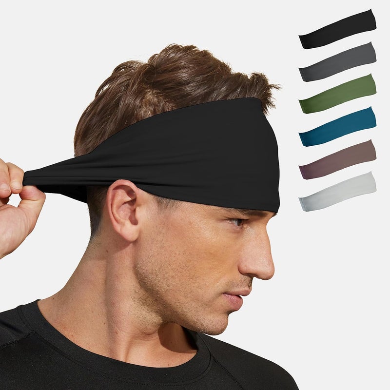 VIMPEP Tenacious Sports Headbands for Men Soft Feeling Non Silp Sweatband Workout Headband for Running,Cycling,Basketball,Tennis,Yoga Fitness Stretchy Quick-Dry Hairband for Unisex (3/4/6 Pack) - Image 1
